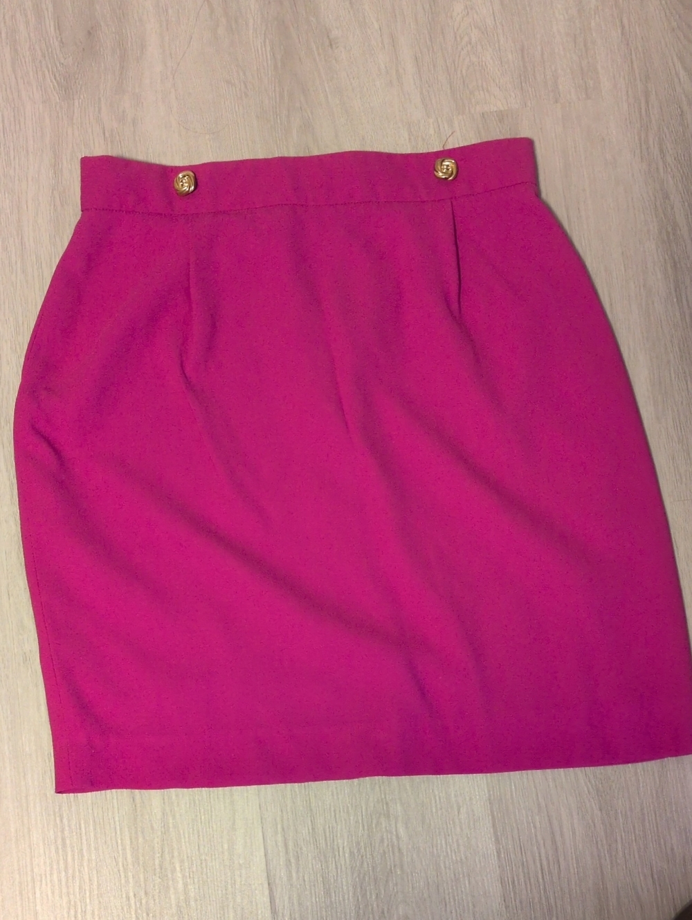 Women's Fuchsia Pencil Skirt with Gold Button Detail